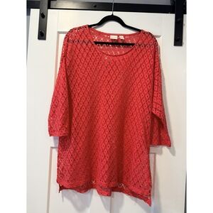 Chico's Airy Coral Tunic Sweater Ladies Size 3 (X-Large)